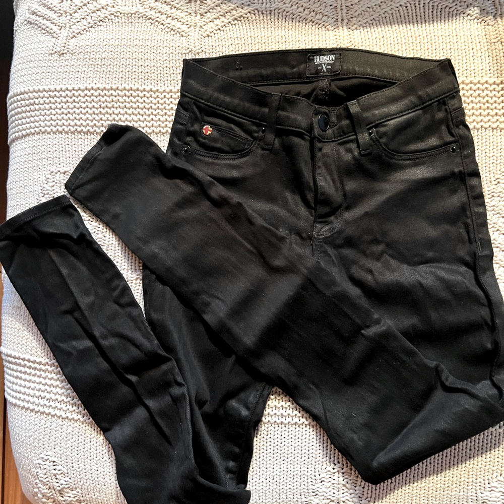 Hudson Black jeans, silky material never fades. size 26